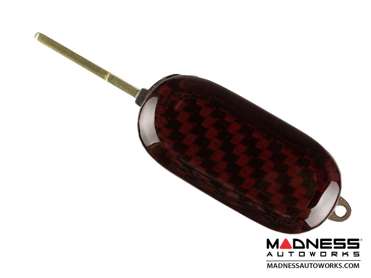 FIAT 500 Key Fob Cover - Carbon Fiber - Red Candy